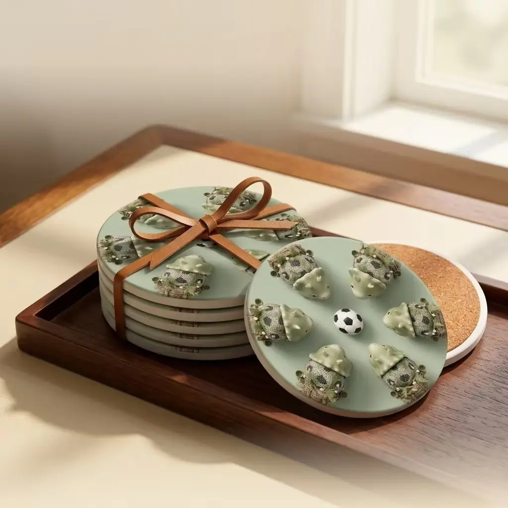 Ceramic Coasters with Cork Bottom, 6PCS Set, Heat Insulation and Anti-Slip Design, Durable Waterproof and Scratch Resistant, Ideal for Glass and Coffee Cups, Decorative Unique Pattern