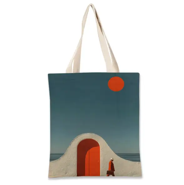 88g Linen Shopping Bag, Large Capacity Tear-Resistant Tote, Double-Sided Print, Durable Wide Handles, Multipurpose Travel and Shopping Use