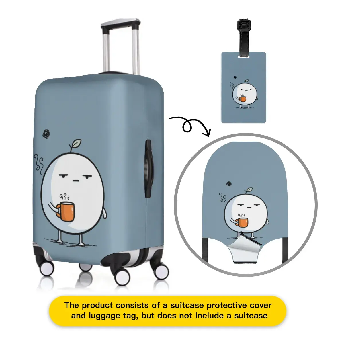 TravelEase Elastic Luggage Cover, Suitcase Protector with Matching Tag, Fits 18-32in Suitcase, Stretch Polyester Dustproof Sleeve, Durable Anti-Scratch, Bottom Zipper, Easy Spot Airport