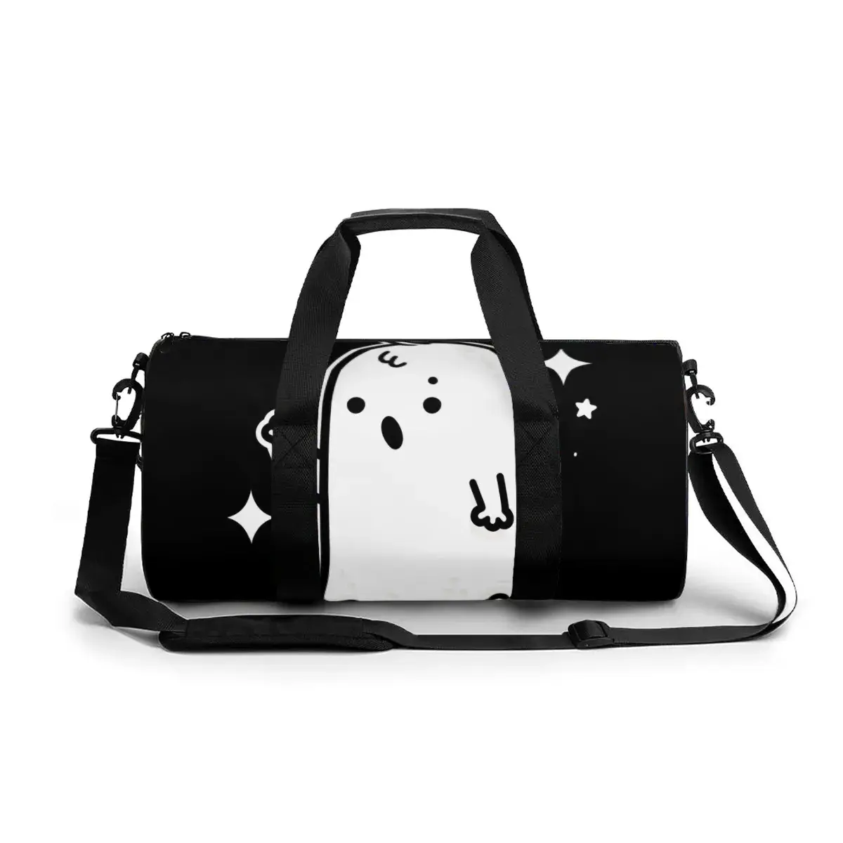 GOLIVIN Travel Duffle Bag, Cute Ghost Print Gym Duffel for Women and Men, Lightweight Oxford Cloth Sports Handbag, Waterproof Carry On Weekender with Trolley Sleeve, Adjustable Shoulder Strap