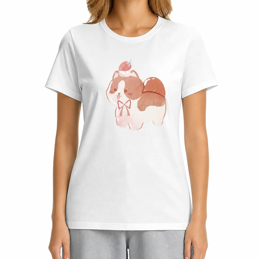 Brooke Adams Art, Pompom, Women's Cotton T-shirt, DTG Printing, Multiple Colors Available