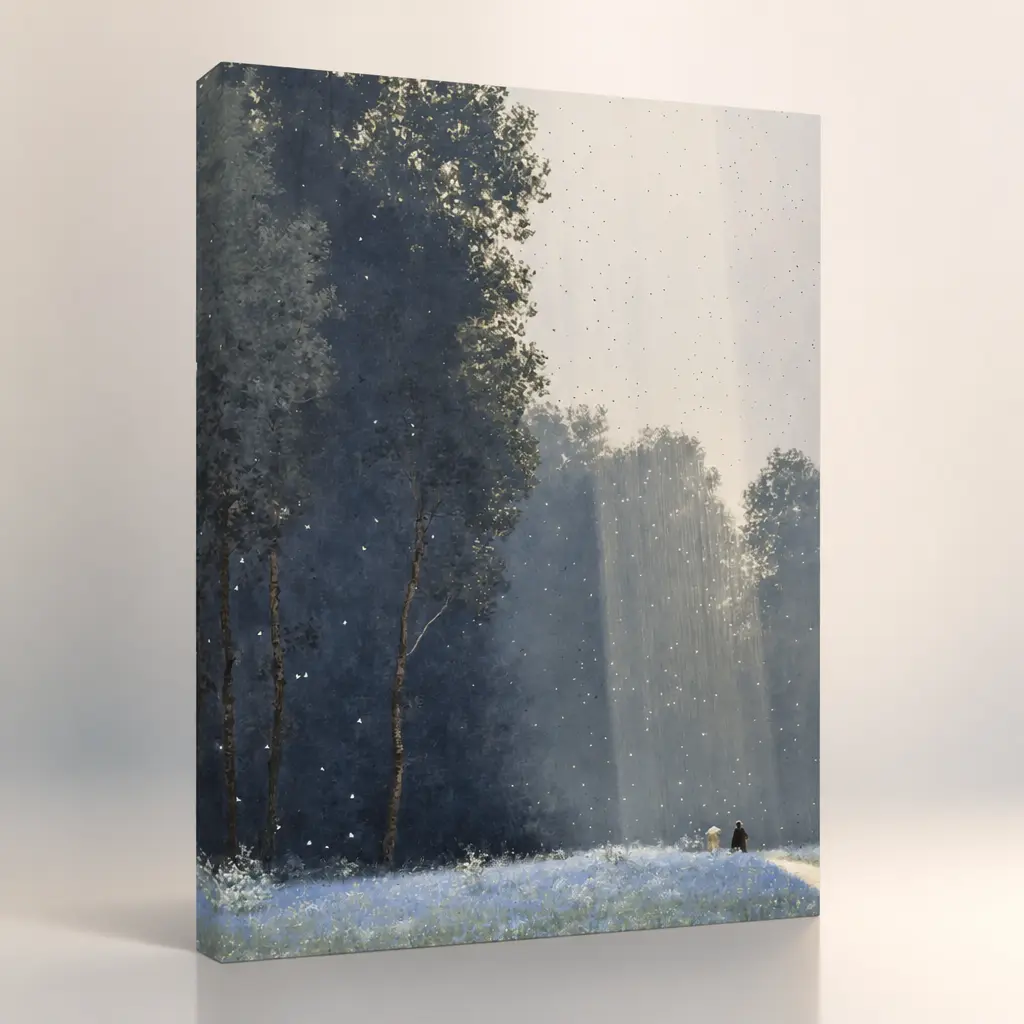 soulsteps Canvas Wall Art, Bluebell Woods Landscape Painting, Stretched Canvas Print for Living Room Bedroom Decor, Real Wood Frame Ready to Hang, Eco-Friendly Ink, Home Gift