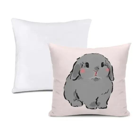 Cute Sitting Gray Rabbit, Throw Pillow with Insert, Double Sided Print, Multiple Sizes Available