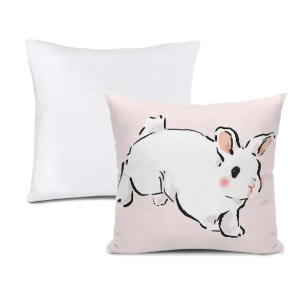 Bouncing White Rabbit, Throw Pillow with Insert, Double Sided Print, Multiple Sizes Available