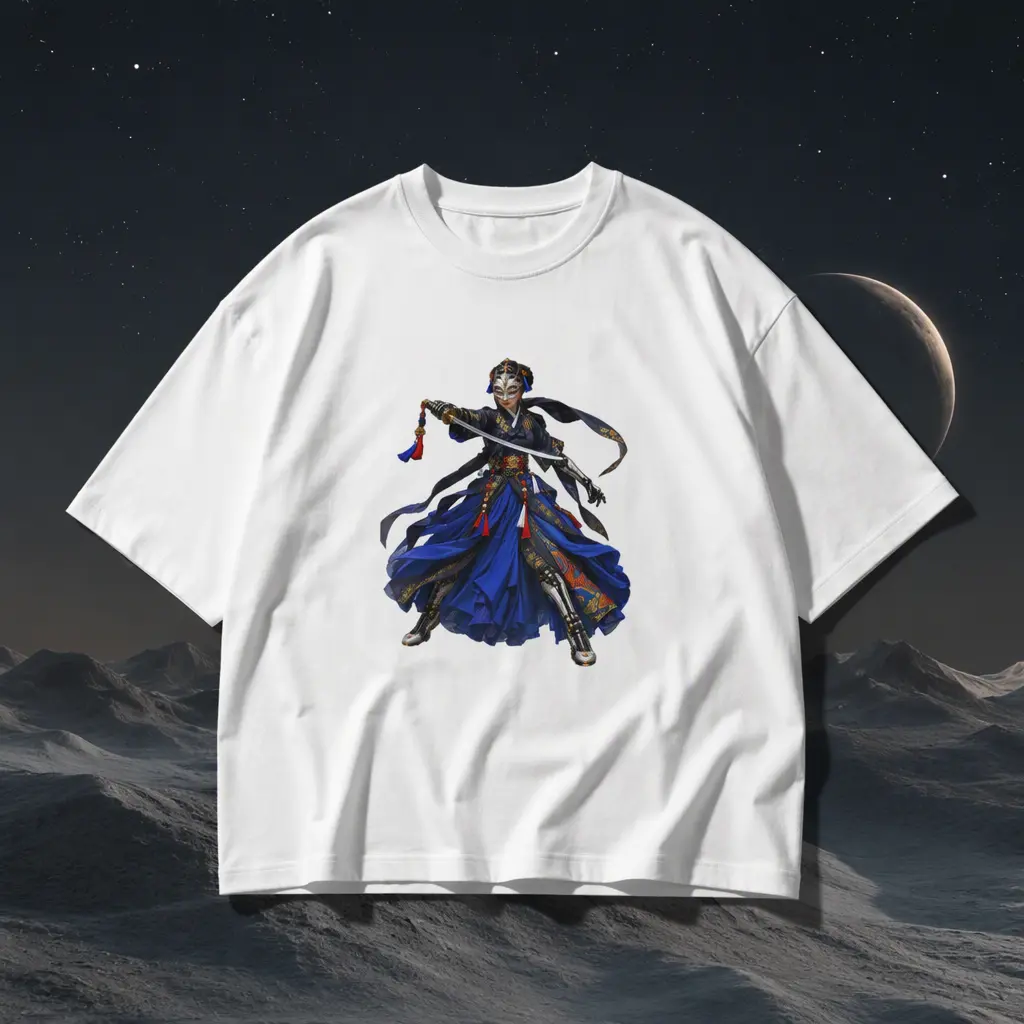 Graphic Cotton T-Shir t, Nongae Hero Pose View , Durable Heat Transfer Printing