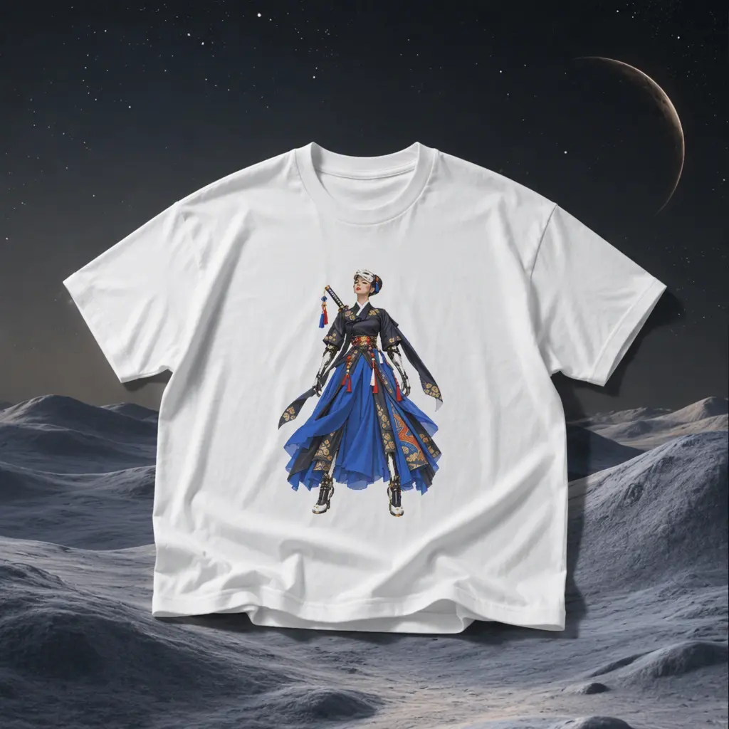 Graphic Cotton T-Shirt , Nongae Front Full Body View , Durable Heat Transfer Printing