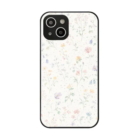 LUXFLOW Floral Phone Case, TPU Soft Flexible Cover Compatible with iPhone 13 and 14, Shockproof Slim Fit Protection, Watercolor Wildflower Aesthetic Print, Black Bumper Frame, 5.94x3.07 Inch