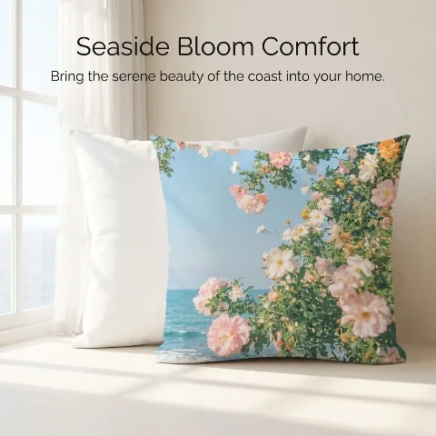 Aesthetex 12x12 Inch Throw Pillow with Insert, Double-Sided Floral Rose Print, Decorative Cushion for Couch Sofa Bed, Soft Durable Breathable Polyester, Invisible Zipper, Pack of 1 Cover and Core