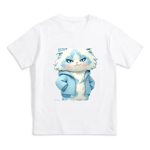 Camiseta gráfica para niños Z-Joy, estampado de gato genial de dibujos animados, camiseta casual de verano para niños y niñas, top de manga corta 100% algodón, tela suave y transpirable, 9 colores disponibles, tallas de 100 cm a 150 cm