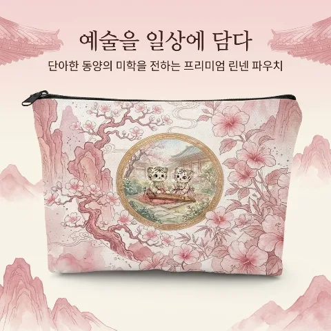 Linen cosmetic pouch, large-capacity portable cosmetic case, for travel and daily storage, excellent durability, easy to clean, lightweight design