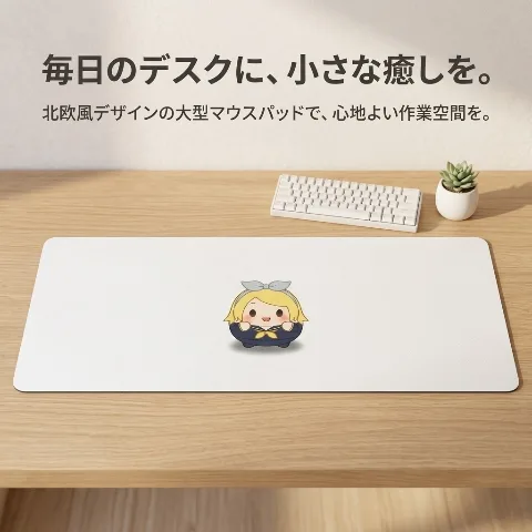 Uvvy Mouse Pad Extra Large Desk Mat, Anime Style Cute Chibi Character Design 40x20 inch White, Gaming PC Keyboard Mat for Study Desk, Office Desk, Workspace, Non-slip Natural Rubber Base, Water-repellent, Highly Durable, High-density Polyester Material, Smooth Mouse Operation, Reduces Wrist Fatigue, Machine Washable, Available in Multiple Sizes, Large 100x50cm 120x60cm Extra Large Size