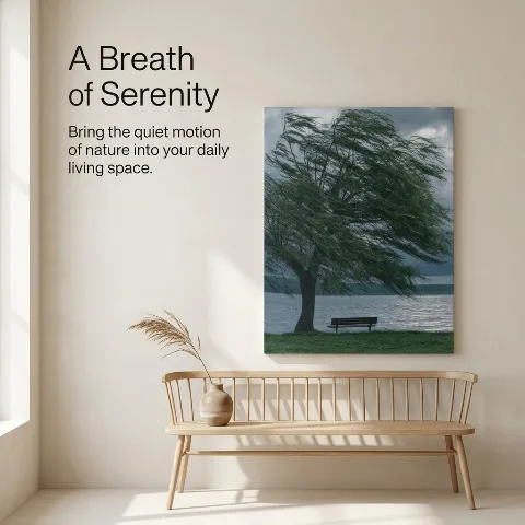 VividGallery Canvas Wall Art, Windy Tree Landscape Print Painting, Wood Framed Picture for Living Room Bedroom Office, Ready to Hang HD Home Decor, Premium Thick Canvas Print, Housewarming Gift