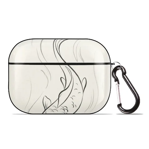 PC AirPods case, thin and lightweight hard protective cover, compatible with AirPods Pro, black carabiner design, precise cutouts for easy access, scratch-resistant, durable, and shockproof, 6.5cm x 5cm x 2.5cm