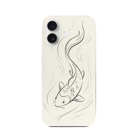 Brand Silicone Phone Case, Slim Protective Cover, Suitable for 6.02-inch Phones, Soft Silicone Material, Durable Black, Minimalist Fish Pattern, Sleek Line Design